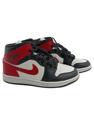 Nike Air Jordan 1 Mid Sneaker Damen Rot Schwarz Weiß Gr. 37,5