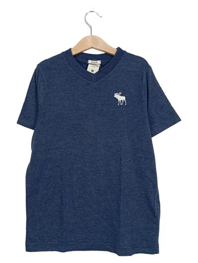 Abercrombie & Fitch Kinder T-Shirt Jungen Kurzarm Baumwolle Blau Gr. 140