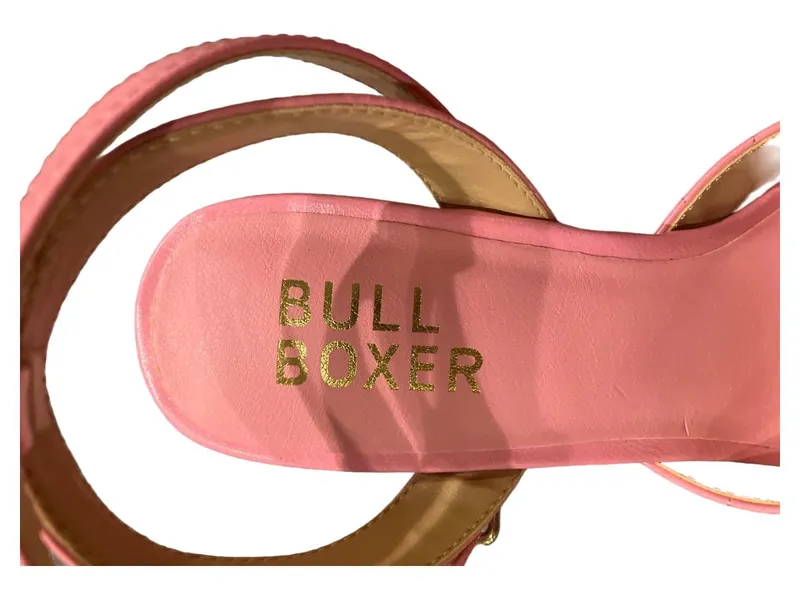 Bullboxer Damen Sandaletten Rosa Gr. 39 Slingback Absatz Gesteppt Elegant 5
