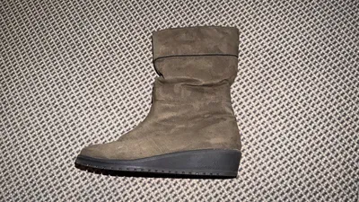 Romika Damen Stiefel Gr. 40 Braun Wildleder Slouch Boots Keilabsatz