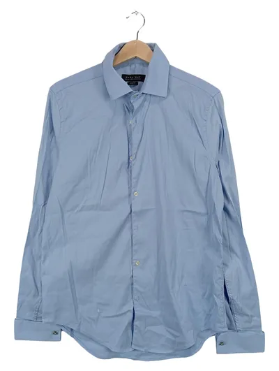 Zara Man Business Hemd Herren Blau Langarm Baumwolle Gr. S 48