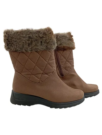 Rohde Damen Winterstiefel Schneestiefel Braun Fellbesatz Gr. 39,5
