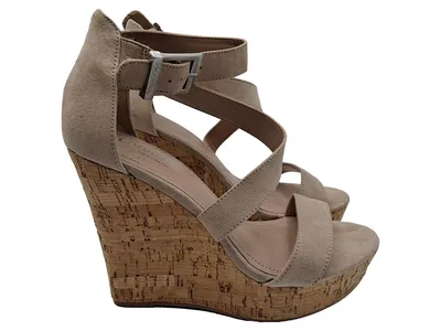 Charles by Charles David Wedges Keilabsatz Sandalen Beige Gr. 38 Kork