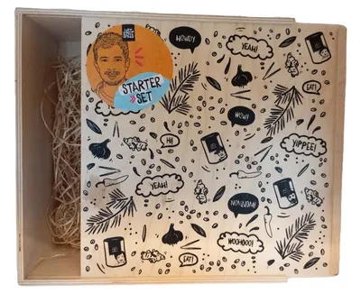 Just Spices Holz Geschenkbox Gewürzset Modern Beige 26cm