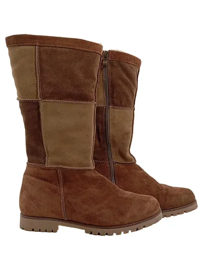 Caprice Damen Stiefel Wildleder Patchwork Braun Gr. 39,5 gefüttert