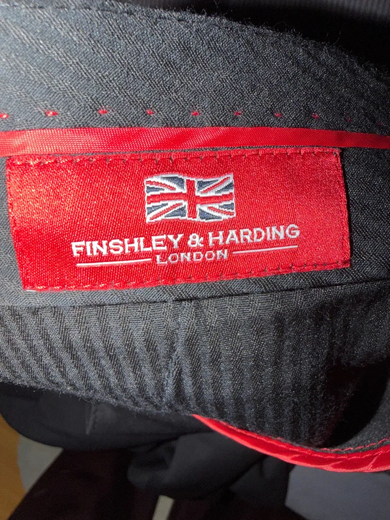 Finshley & Harding Herren Anzughose Gr. 52 Grau Wolle Business 3