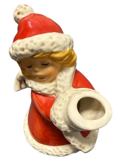 Goebel Weihnacht Kerzenhalter Engel Kind Weihnachtsmann Porzellan 11cm