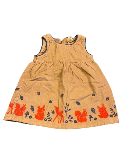 ALANA Baby Mädchen Cordkleid Waldtiere Gr. 86 Beige Bio-Baumwolle