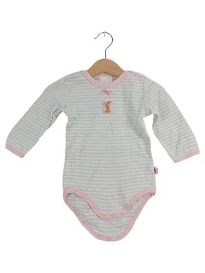 Schiesser Baby Body Langarm Gr. 74 Rosa Gestreift Häschen Baumwolle