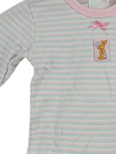 Schiesser Baby Body Langarm Gr. 74 Rosa Gestreift Häschen Baumwolle