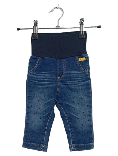 Steiff Baby Jeans Mädchen Gr. 68 Bauchband Punkte Blau Straight Leg