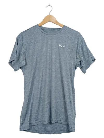 Salewa Funktionsshirt Herren Gr. M Sportshirt Kurzarm Grau Meliert