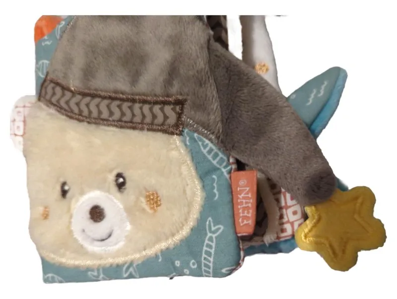 Fehn Stoffbuch Bär Baby Fühlbuch Knisterbuch Soft Book Spielzeug 11cm 2