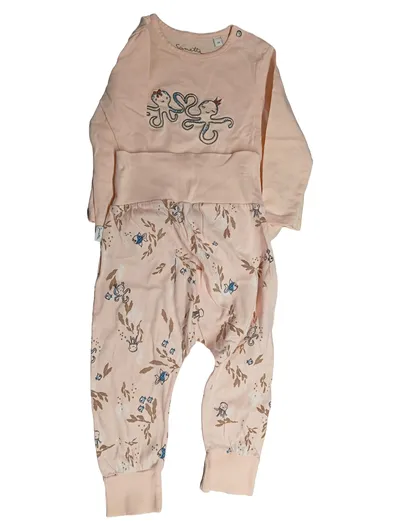 Sanetta Schlafanzug Baby Mädchen Gr. 74 Rosa Baumwolle Tiermotiv Herbst