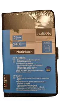 Crelando Notizbuch A6 Blanko 240 Seiten Hardcover Gummiband 2er Set Schwarz 1