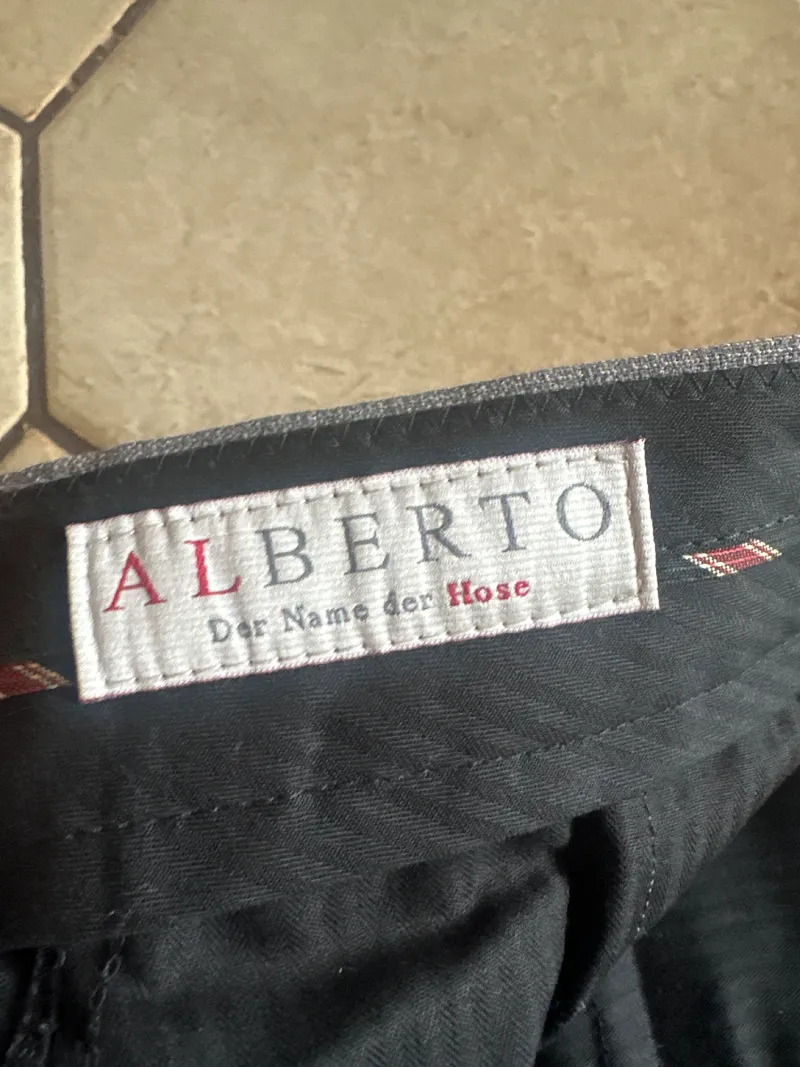 ALBERTO Anzughose Herren Wolle Meliert Business Klassisch Grau W26 4