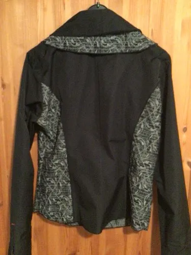 Crisca Blazer Damen Vintage S 36 Schwarz Abstrakt Applikationen Langarm