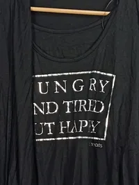 2hearts Damen Langarmshirt Gr. 40 Schwarz Hungry Tired Happy Cardigan 3