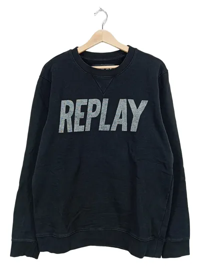 Replay Sweatshirt Herren Pullover Baumwolle Logo Print Schwarz XL