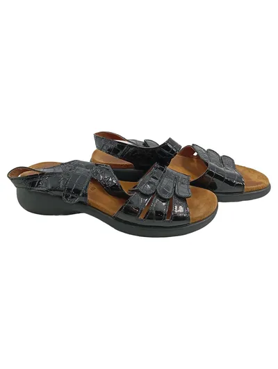 Vitaform Damen Sandalen Gr. 40 Schwarz Krokoprägung Komfort Leder