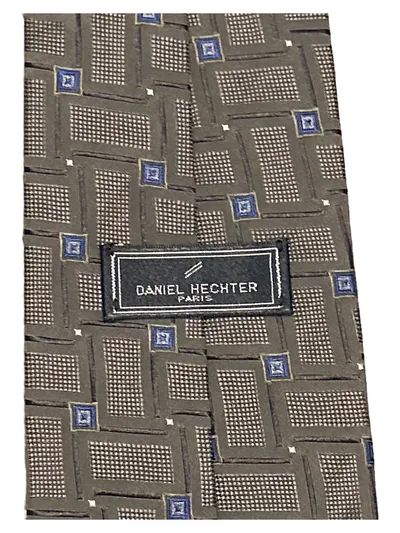 Daniel Hechter Krawatte Herren Grau Geometrisch Seide Business 10 cm