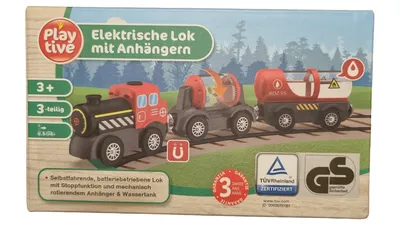 Playtive Elektrische Lok mit Anhängern 3-teilig Holzeisenbahn ab 3 Jahre
