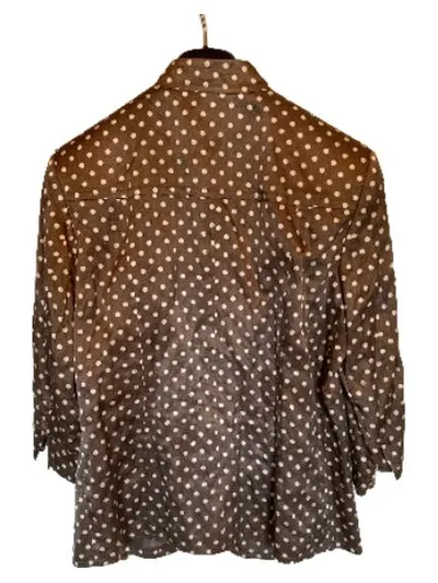 SAMOON Damen Blazer Gr. 38 Grau Punkte Seide Baumwolle Jacke