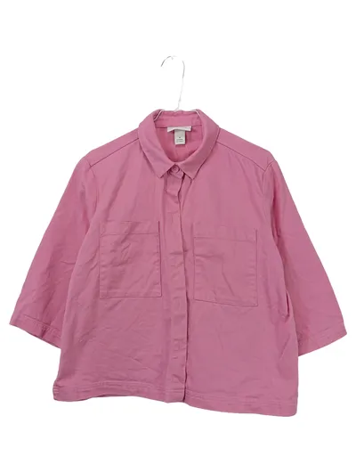 Monki Damen Freizeithemd 3/4 Arm Rosa Baumwolle Gr. M Casual