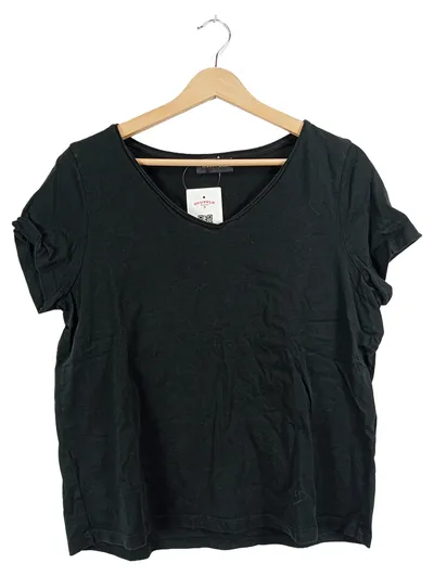 Anna Field Damen T-Shirt V-Ausschnitt Kurzarm Schwarz Gr. XL