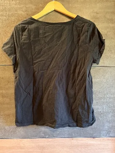 Anna Field Damen T-Shirt V-Ausschnitt Kurzarm Schwarz Gr. XL