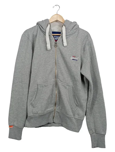 Superdry Vintage Sweatjacke Herren Gr. L Grau Kapuze Hoodie Zip