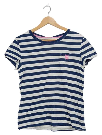 Aéropostale Damen T-Shirt Gr. XL Blau Gestreift Baumwolle Freizeit Stickerei
