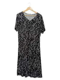 Fair Lady Damen Jerseykleid Gr. 42 Schwarz Weiß Punkte Viskose 1