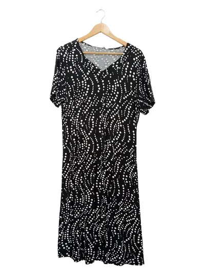 Fair Lady Damen Jerseykleid Gr. 42 Schwarz Weiß Punkte Viskose