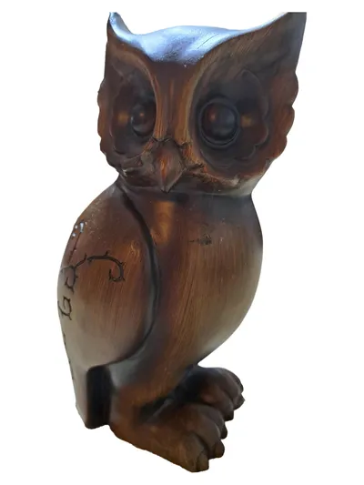 Amsel Deko Eule Holzfigur Braun 21 cm Holz Skulptur Dekofigur