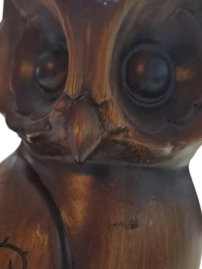 Amsel Deko Eule Holzfigur Braun 21 cm Holz Skulptur Dekofigur