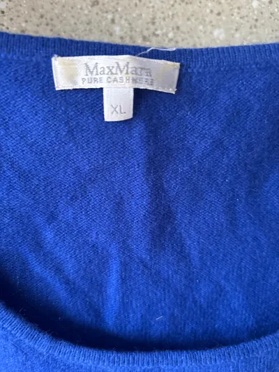Max Mara Pure Cashmere Top Damen XL Blau Kaschmir Stricktop