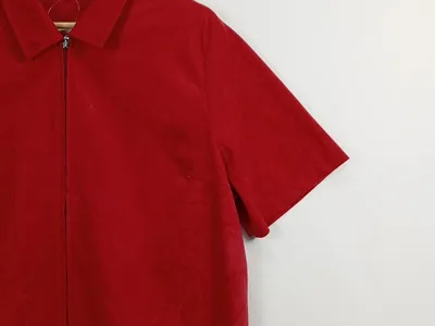Encadée Freizeithemd Damen Kurzarm Reißverschluss Rot Gr. 46/3XL