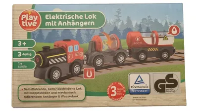 Playtive Elektrische Lok mit Anhängern 3-teilig Holzeisenbahn ab 3 Jahre