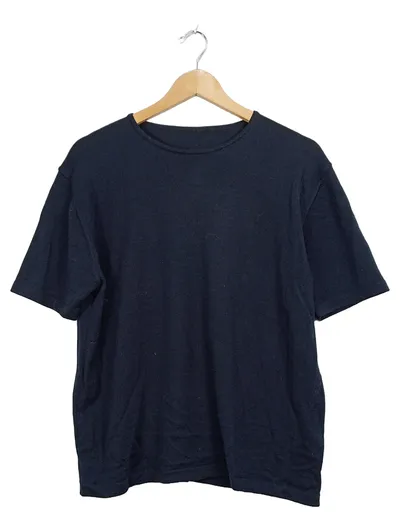 Woolmark T-Shirt Damen Gr. 46 Schwarz Wolle Basic Kurzarm Rundhals