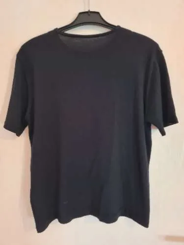 Woolmark T-Shirt Damen Gr. 46 Schwarz Wolle Basic Kurzarm Rundhals