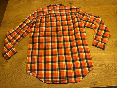 GapKids Jungen Freizeithemd Kariert Langarm Baumwolle Orange Gr. 152