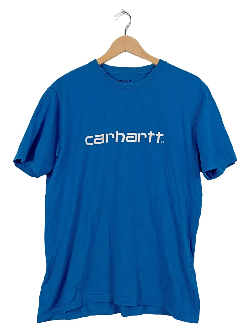 Carhartt Herren T-Shirt Logo Print Blau Gr. L Streetwear Baumwolle 1