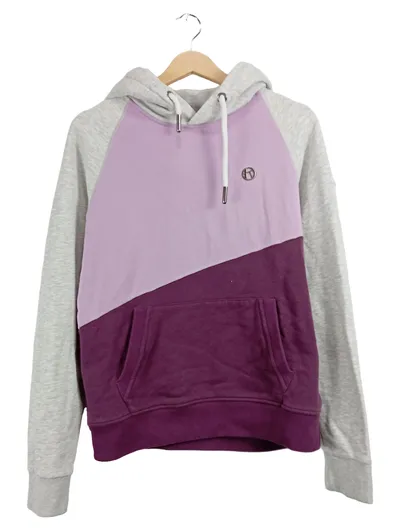 Kazane Damen Kapuzenpullover Hoodie Gr. L Lila Grau Colorblock