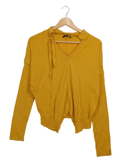 Weekend Max Mara Damen Pullover Gelb Gr. L Baumwolle V-Ausschnitt