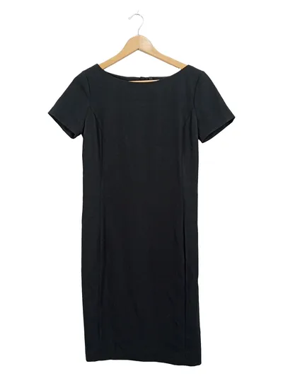 BENETTON Damen Etuikleid Schwarz Gr. S/36 Kurzarm Business Kleid