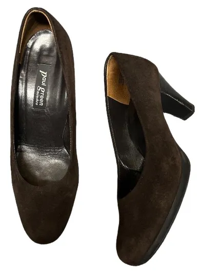 Paul Green Damen Pumps Wildleder Braun Gr. 38 Absatz 9cm Klassisch