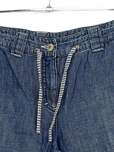 Betty Barclay Damen Jeans Wide Fit Hose Blau Gr. 38 Baumwolle Leinen
