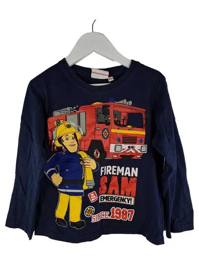 Feuerwehrmann Sam Langarmshirt Kinder Gr. 116 Blau Fanshirt