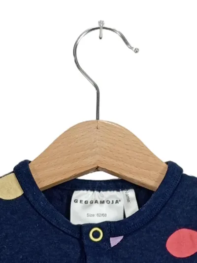 GEGGAMOJA Baby Jumpsuit Strampler Gr. 62/68 Blau Gepunktet Bambus